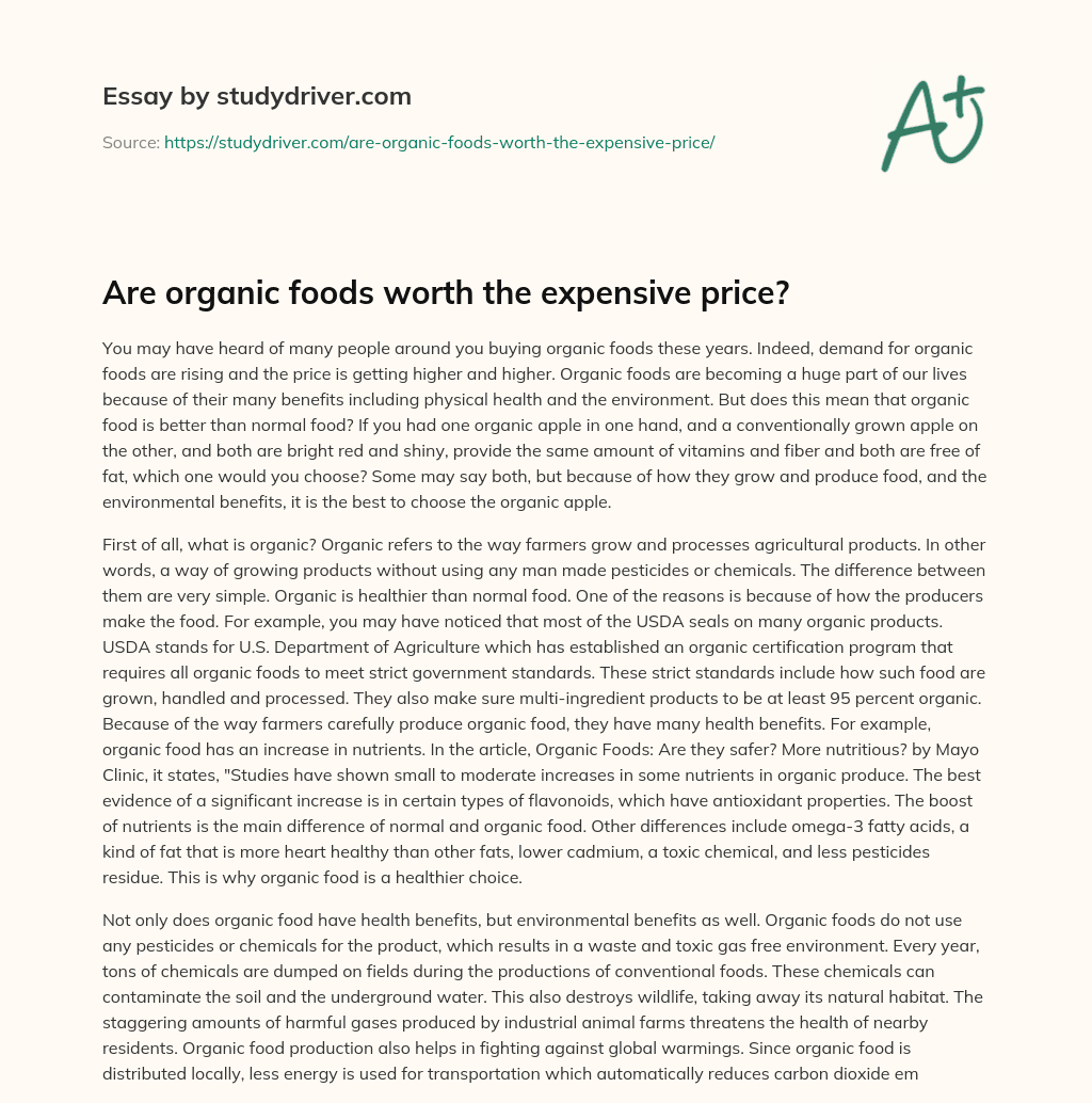 Are Organic Foods Worth the Expensive Price? essay