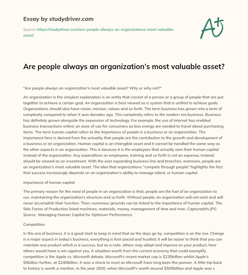 Are People Always an Organization’s most Valuable Asset? essay