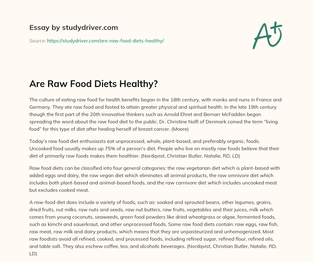Are Raw Food Diets Healthy? essay