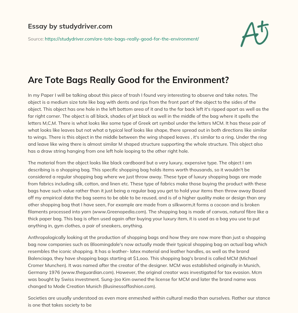Are Tote Bags Really Good for the Environment? essay