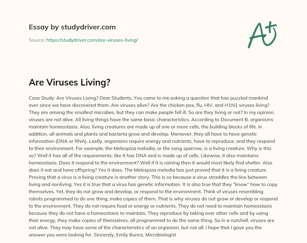 Are Viruses Living? essay