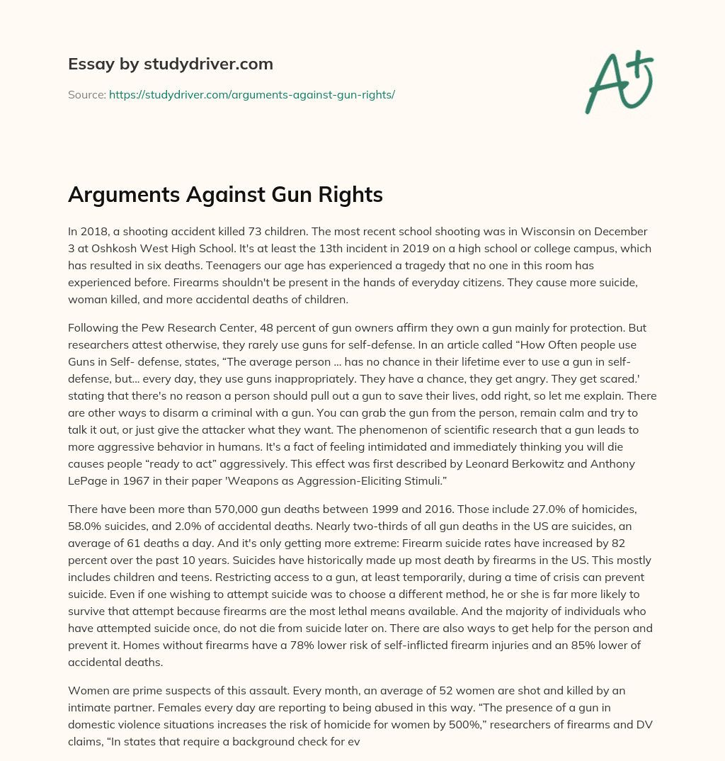 Arguments against Gun Rights essay