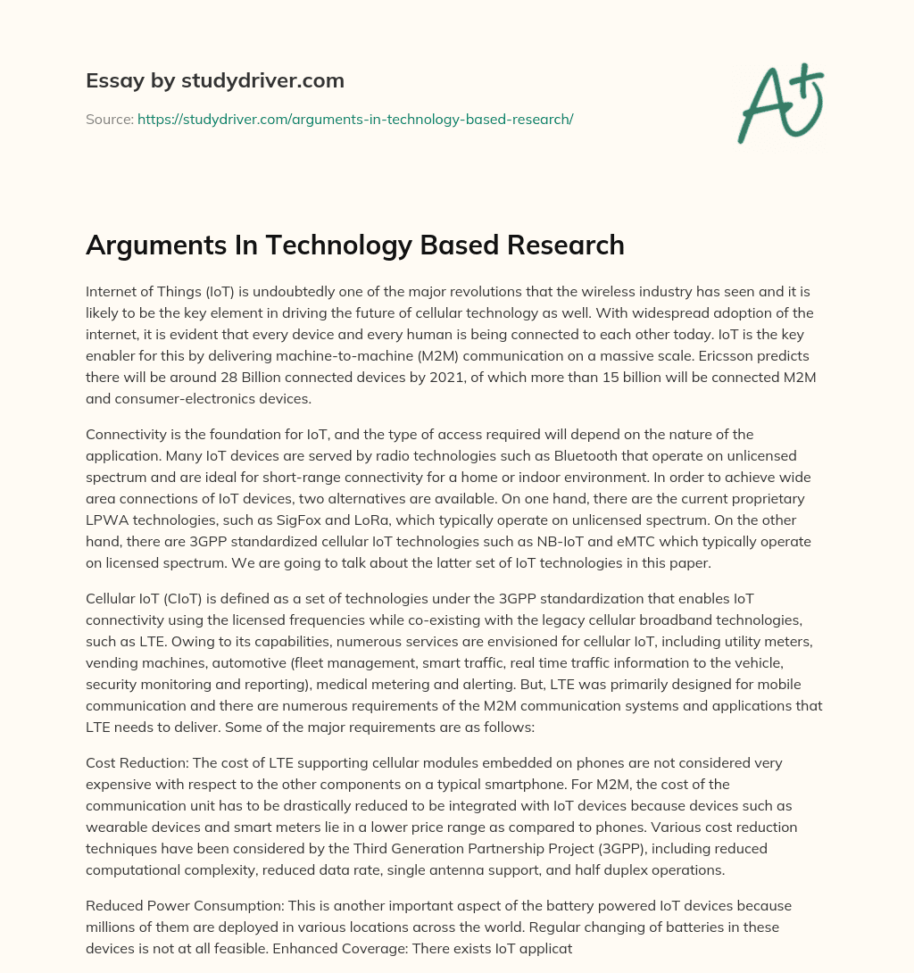 Arguments in Technology Based Research essay