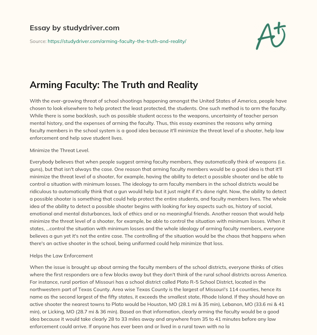 Arming Faculty: the Truth and Reality essay