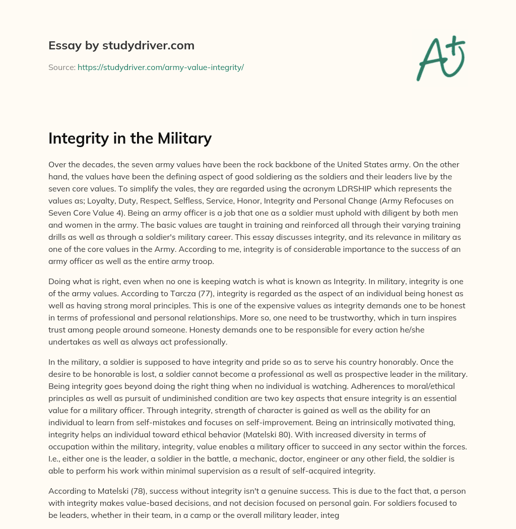 Integrity in the Military essay