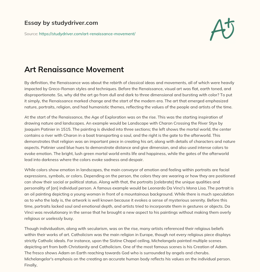 Art Renaissance Movement essay