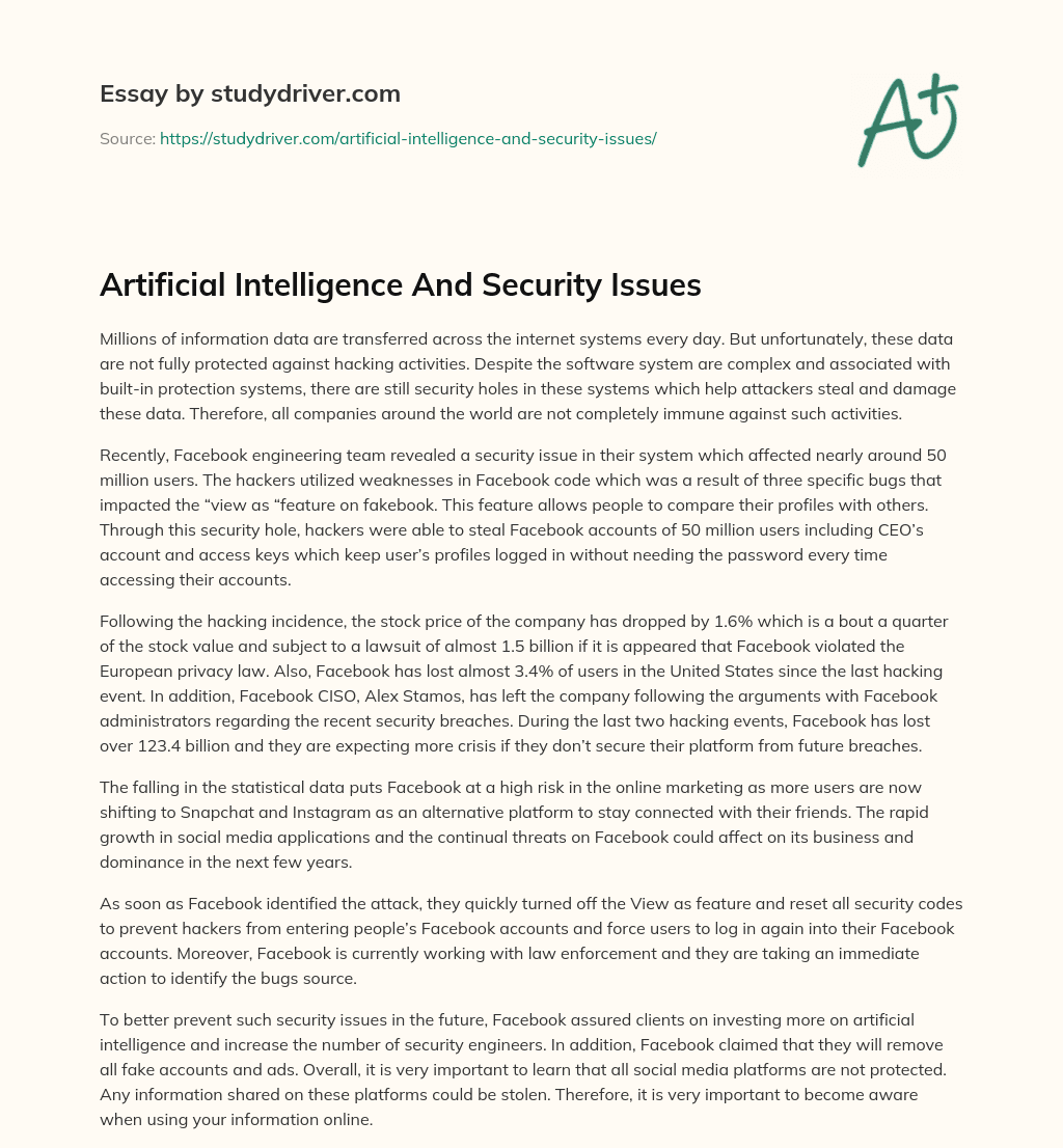 Artificial Intelligence and Security Issues essay