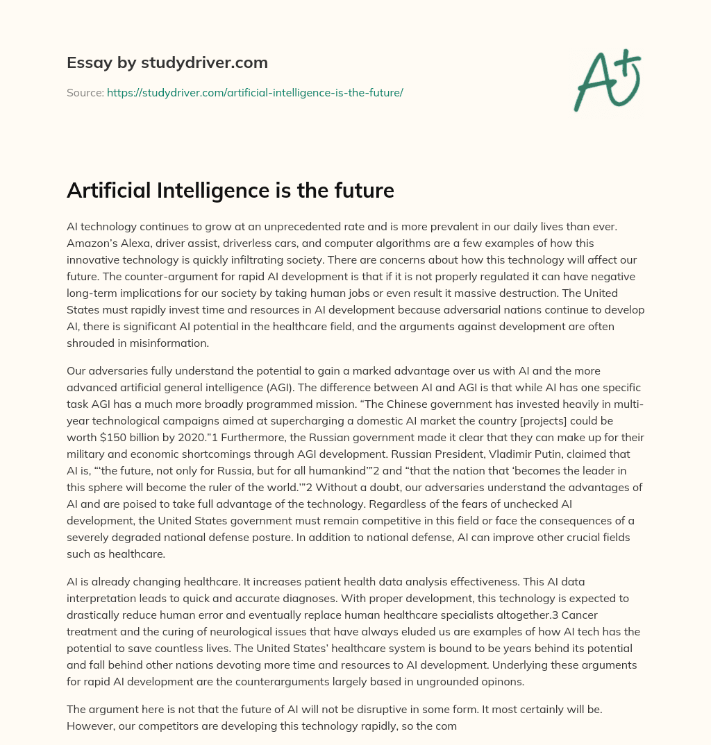 Artificial Intelligence is the Future essay