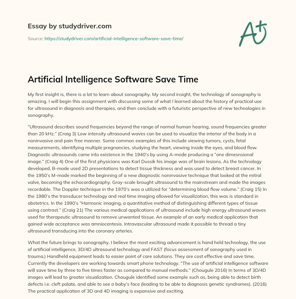 Artificial Intelligence Software Save Time essay
