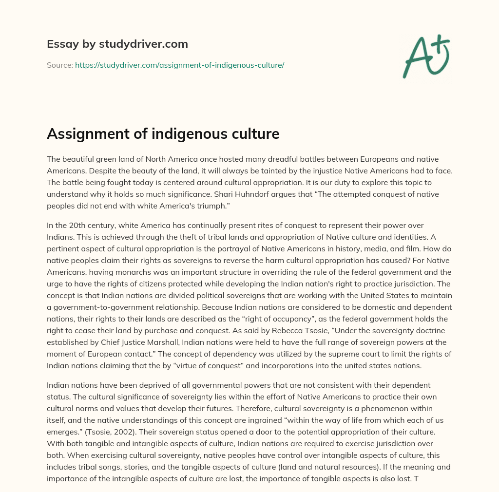 Assignment of Indigenous Culture essay