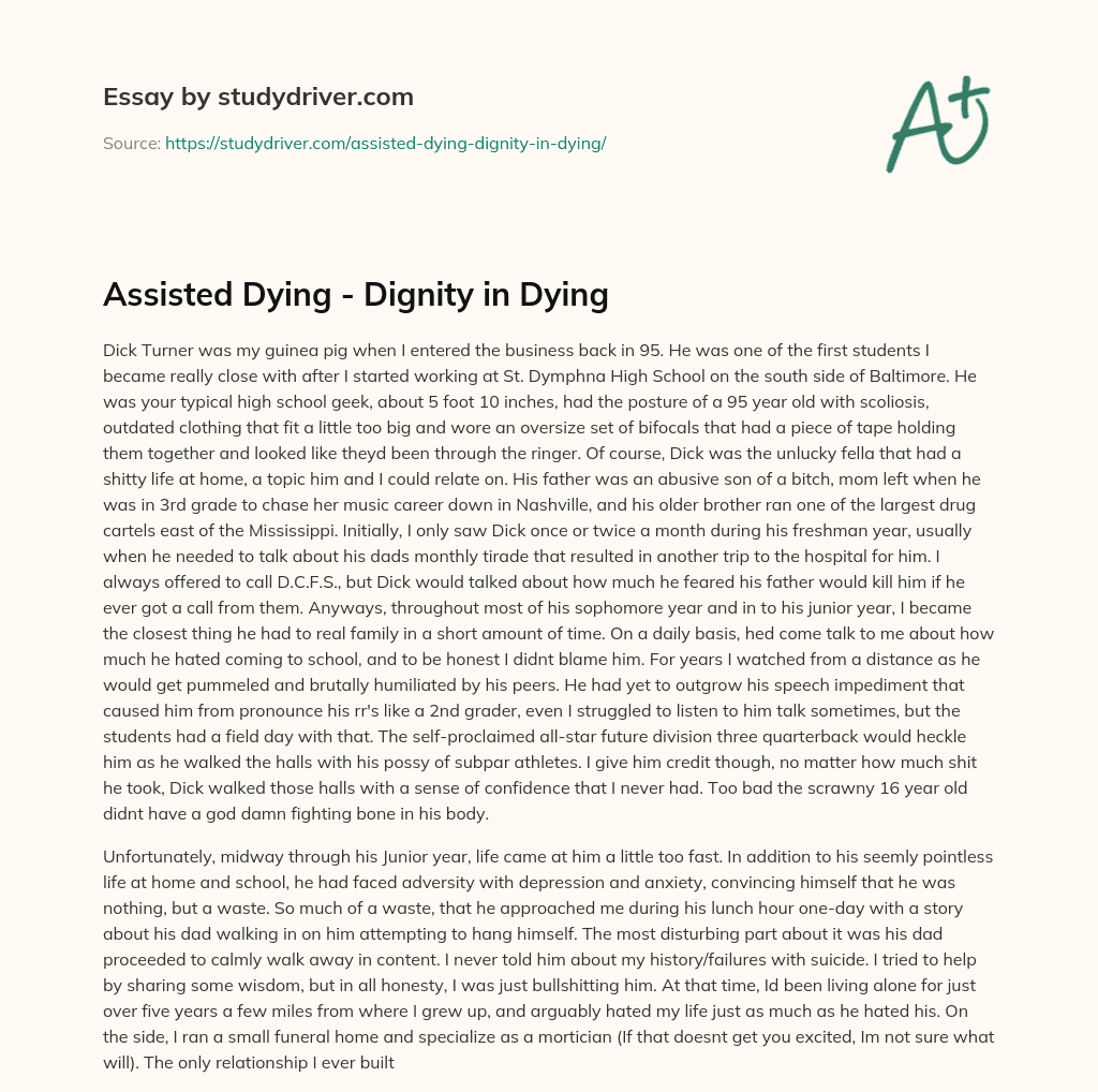Assisted Dying – Dignity in Dying essay
