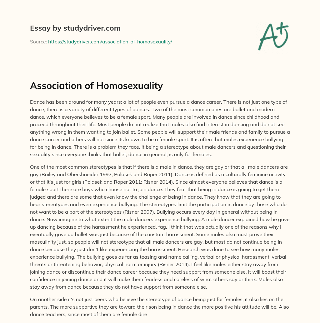 Association of Homosexuality essay