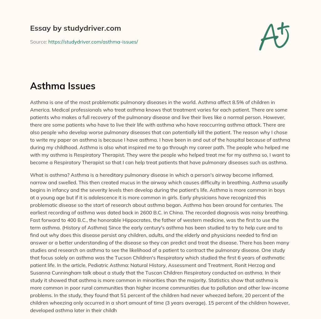 Asthma Issues essay