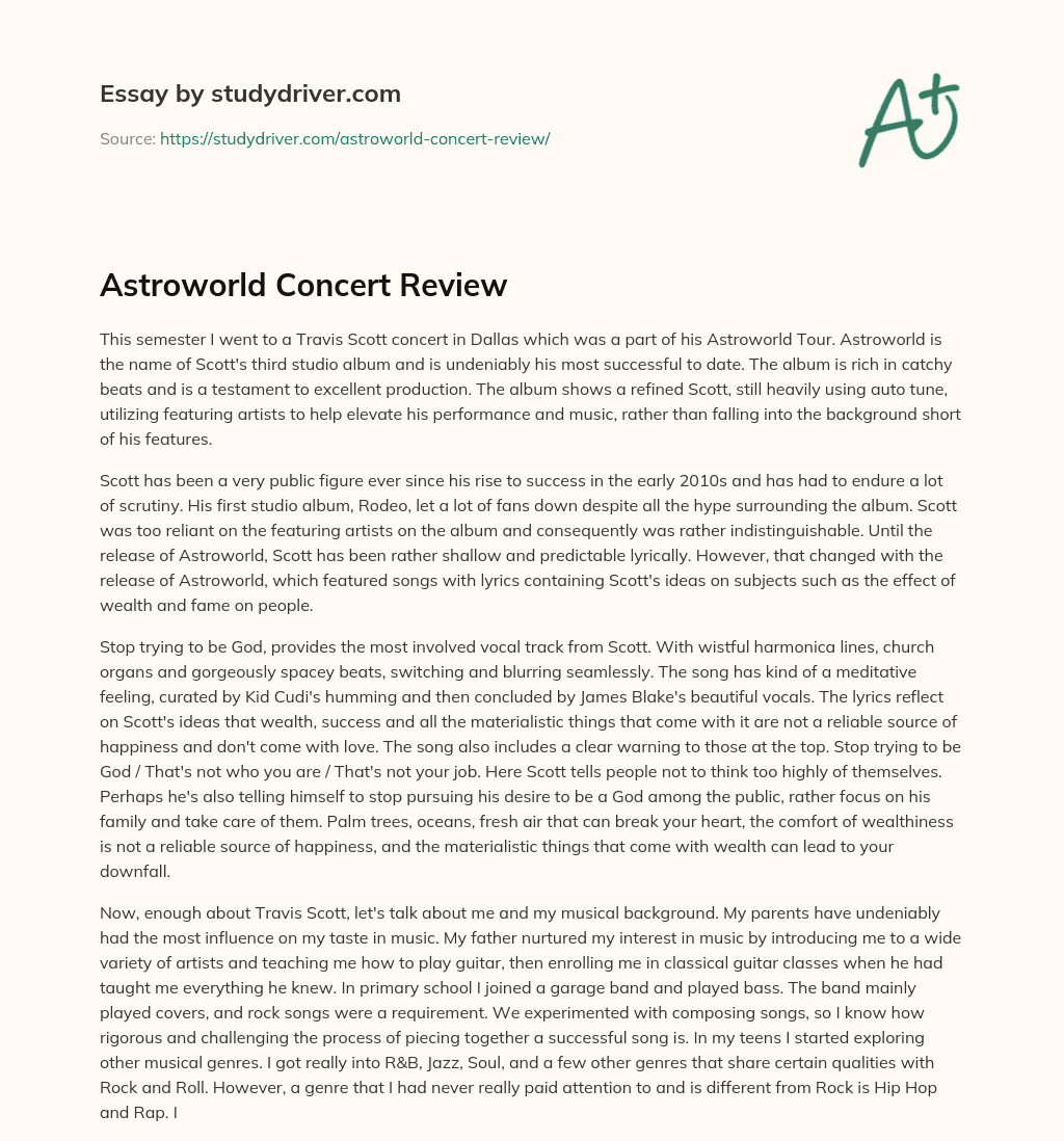 Astroworld Concert Review essay