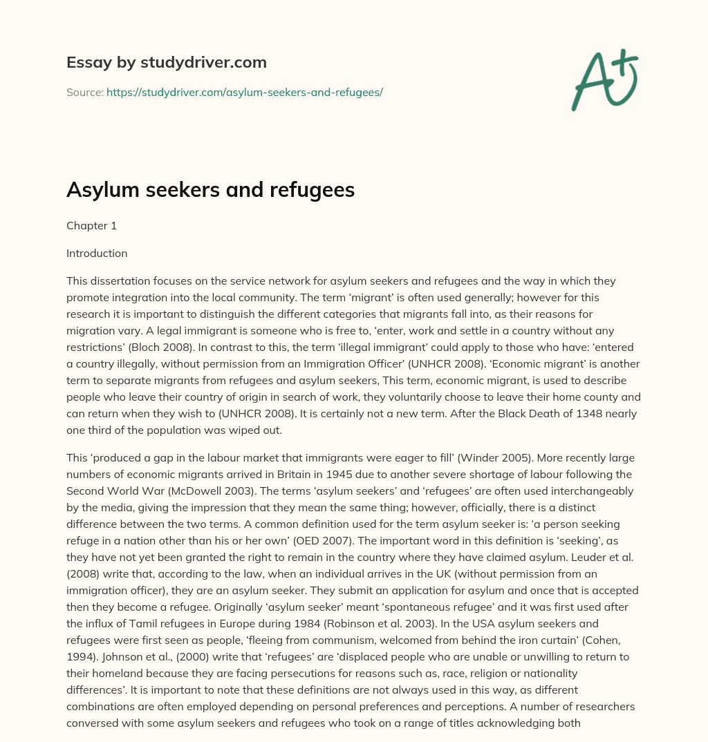 Asylum Seekers and Refugees essay