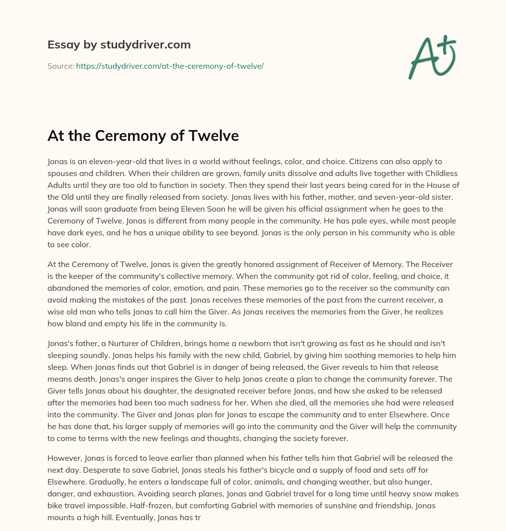 At the Ceremony of Twelve essay