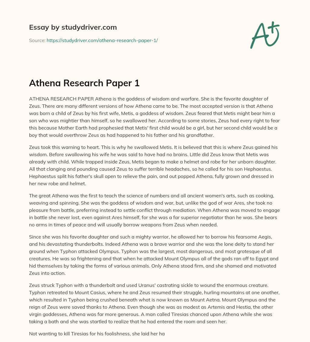 Athena Research Paper 1 essay