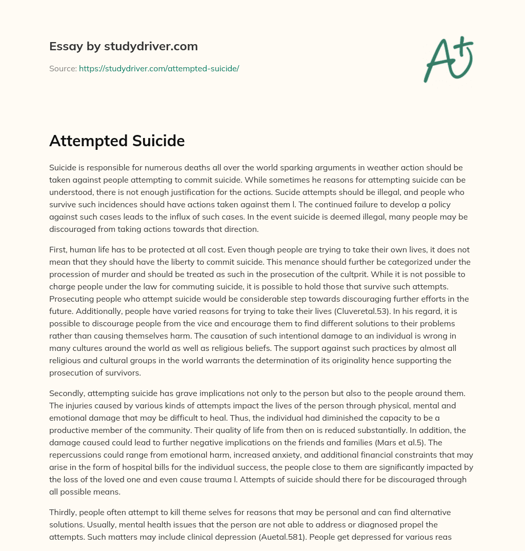 Attempted Suicide essay