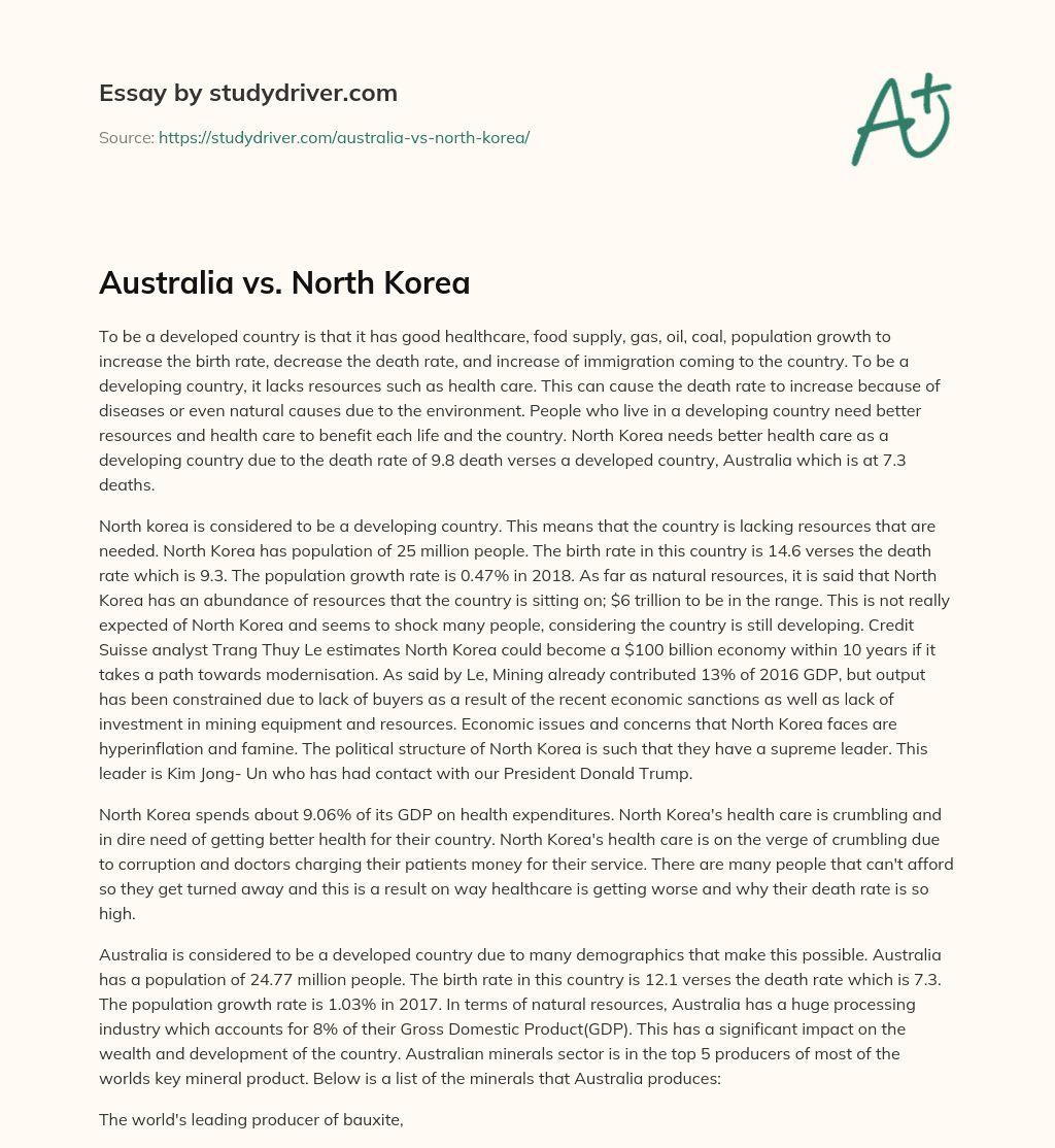 Australia Vs. North Korea essay