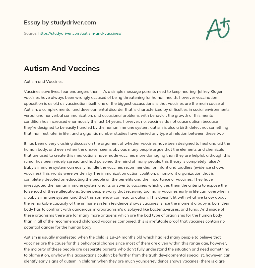 Autism and Vaccines essay