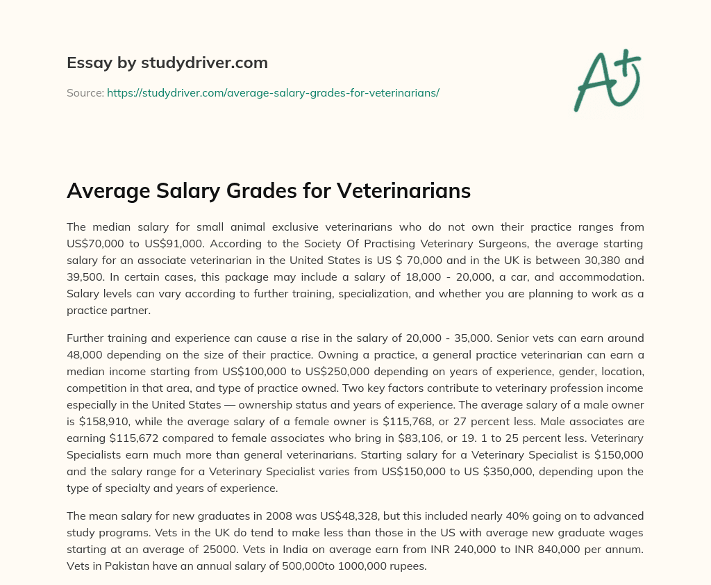 Average Salary Grades for Veterinarians essay