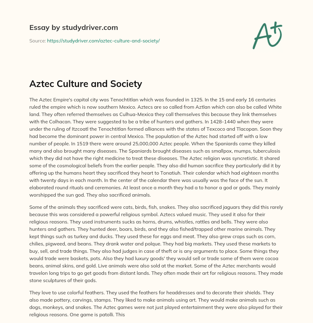 Aztec Culture and Society essay
