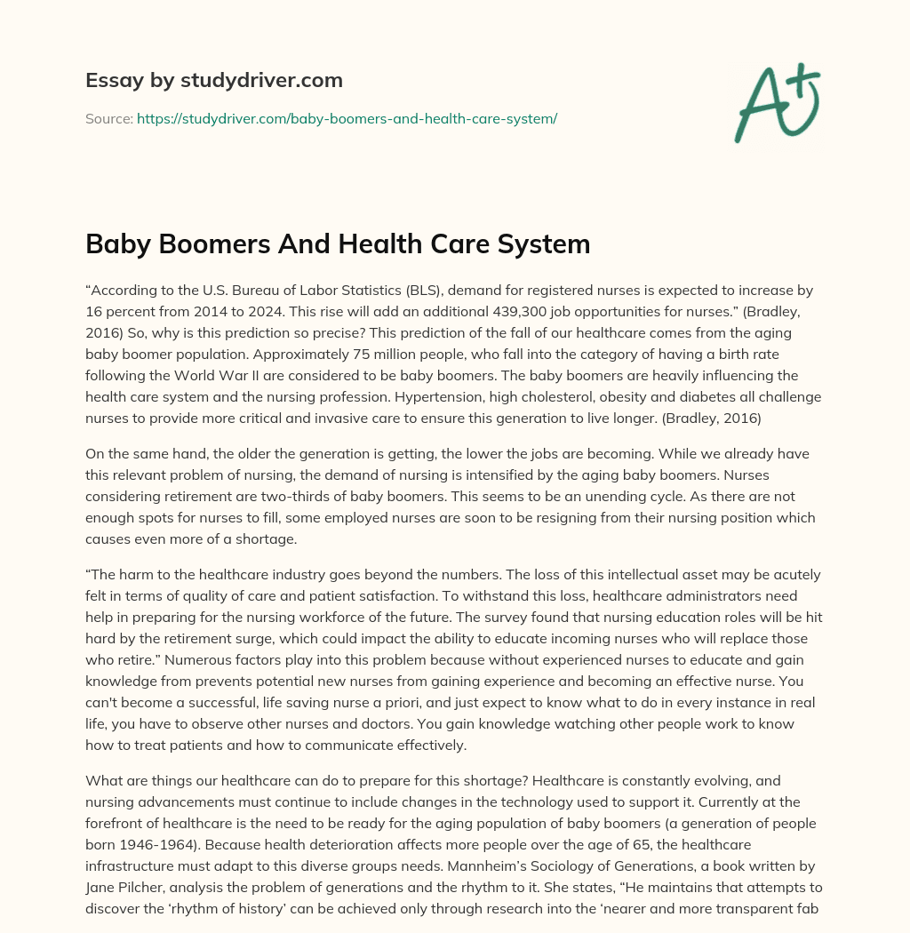 Baby Boomers and Health Care System essay