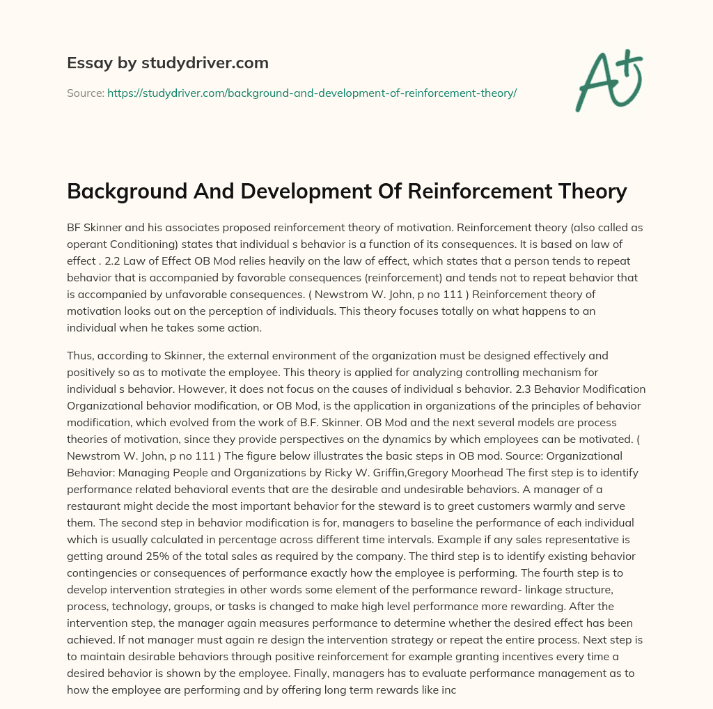 Background and Development of Reinforcement Theory essay
