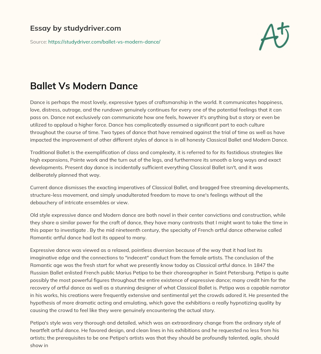 Ballet Vs Modern Dance essay