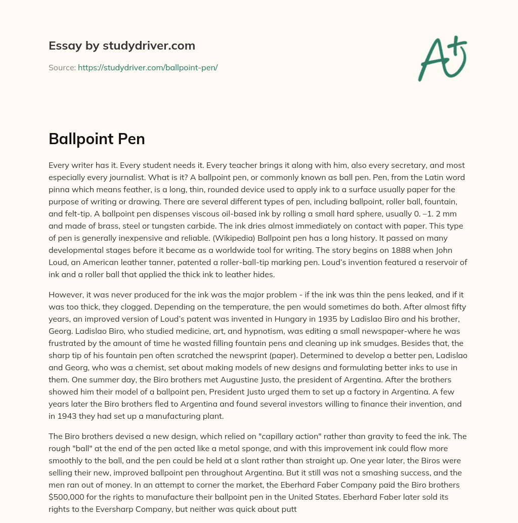 Ballpoint Pen essay