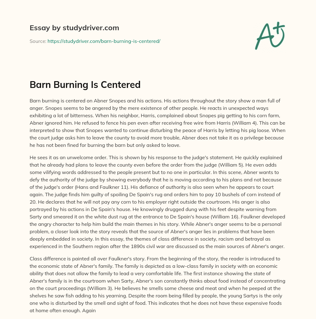 Barn Burning is Centered essay