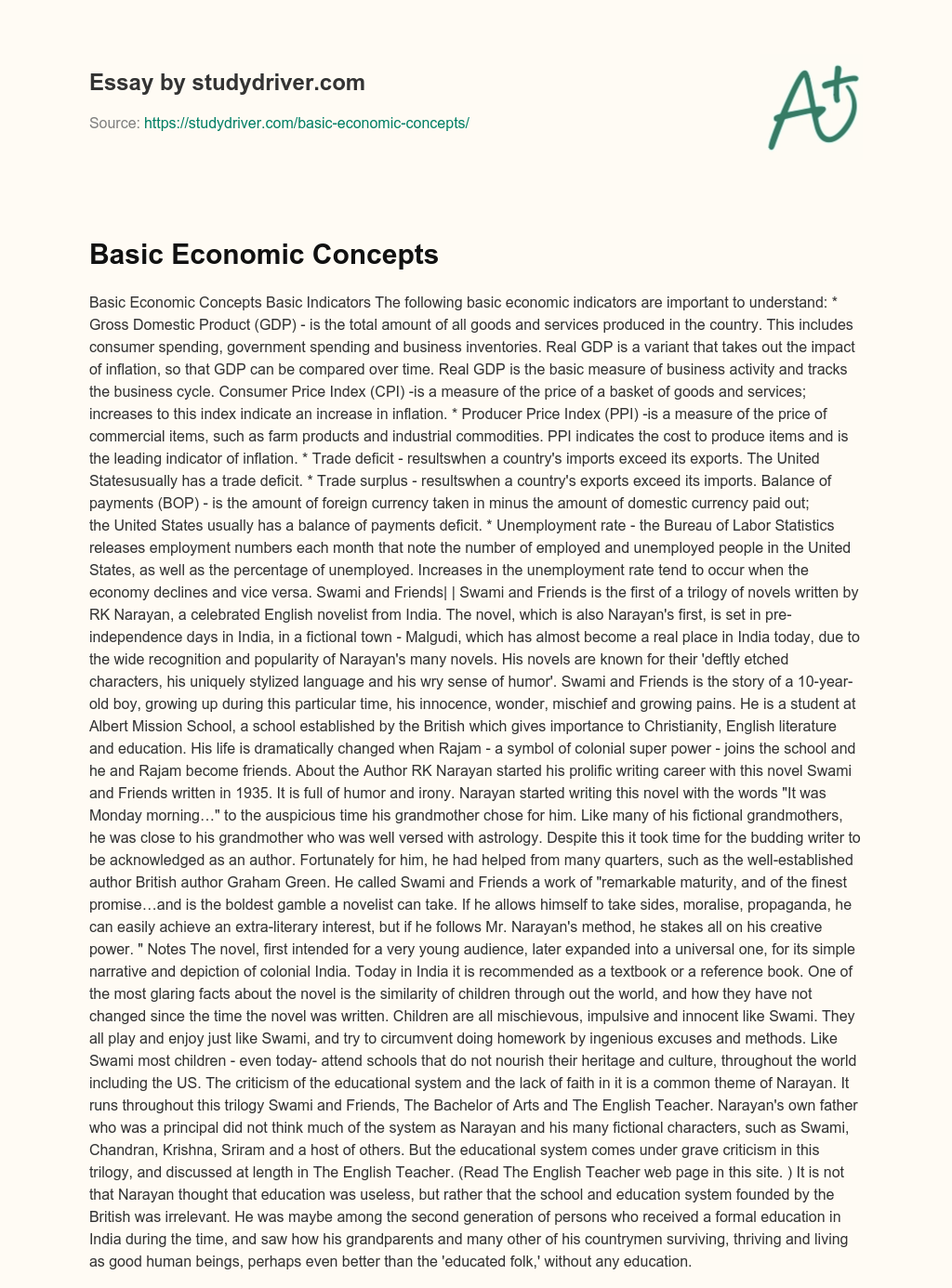 Basic Economic Concepts essay
