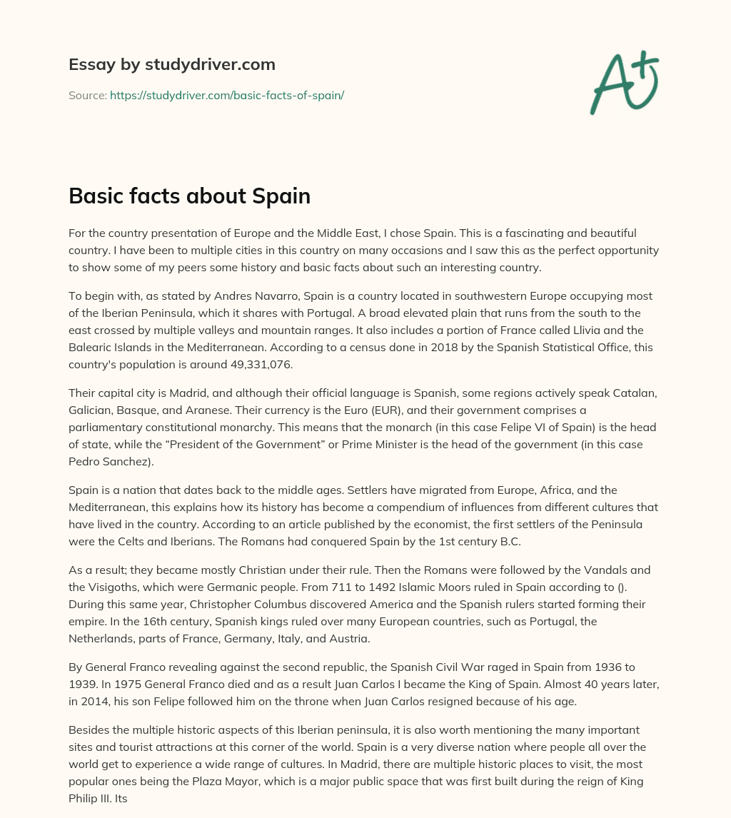 Basic Facts about Spain essay