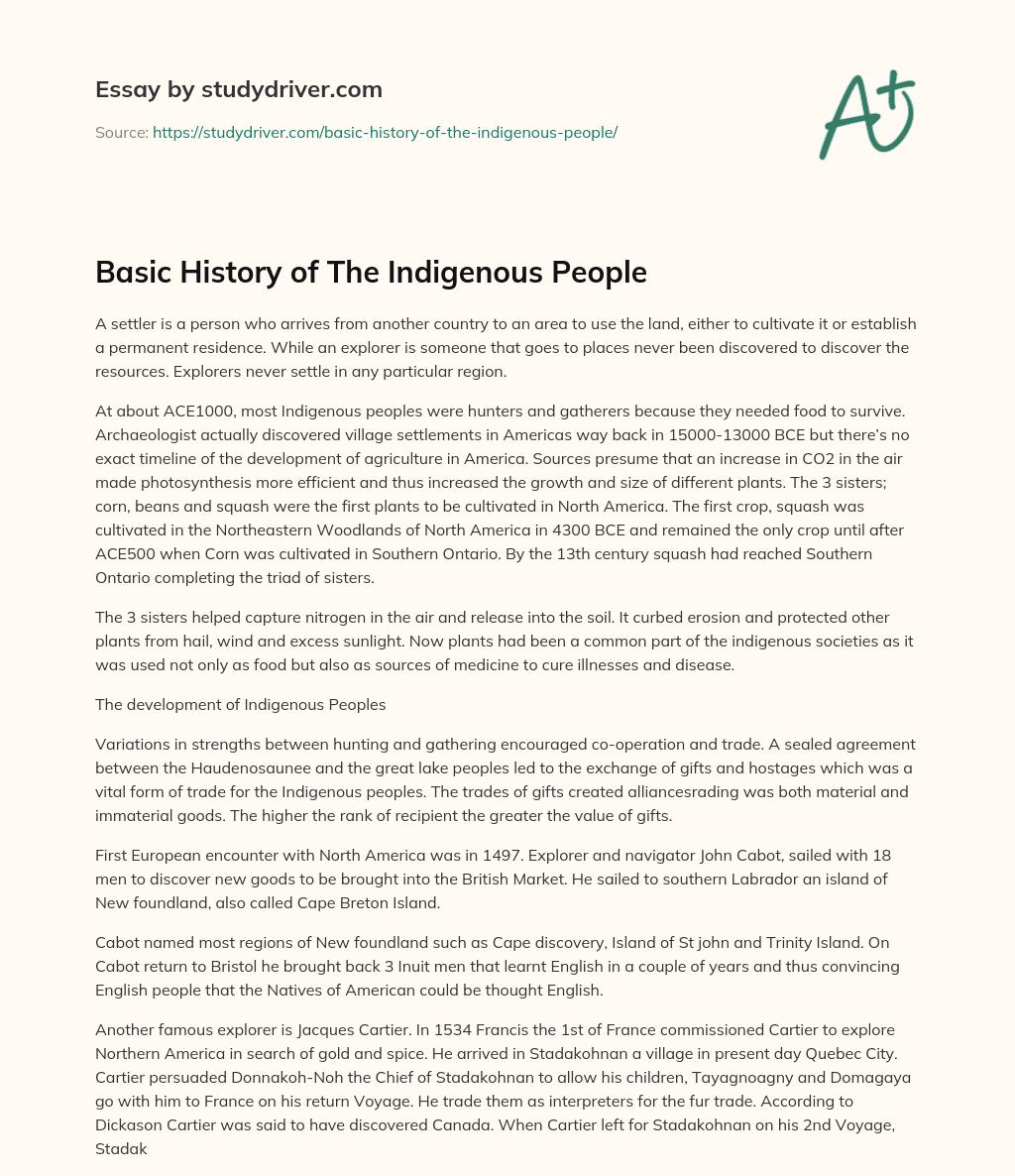 Basic History of the Indigenous People essay