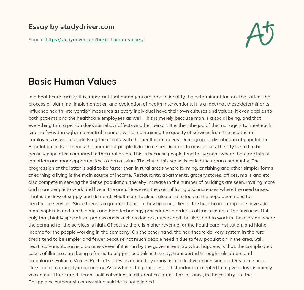 Basic Human Values essay
