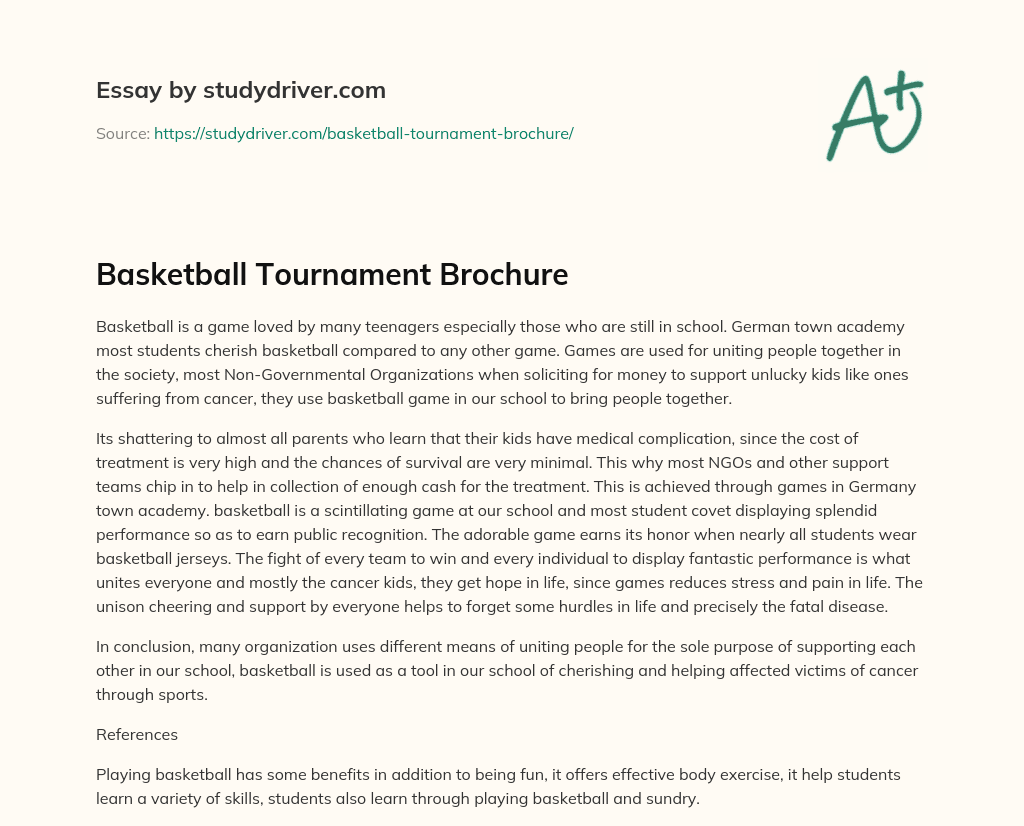 Basketball Tournament Brochure essay