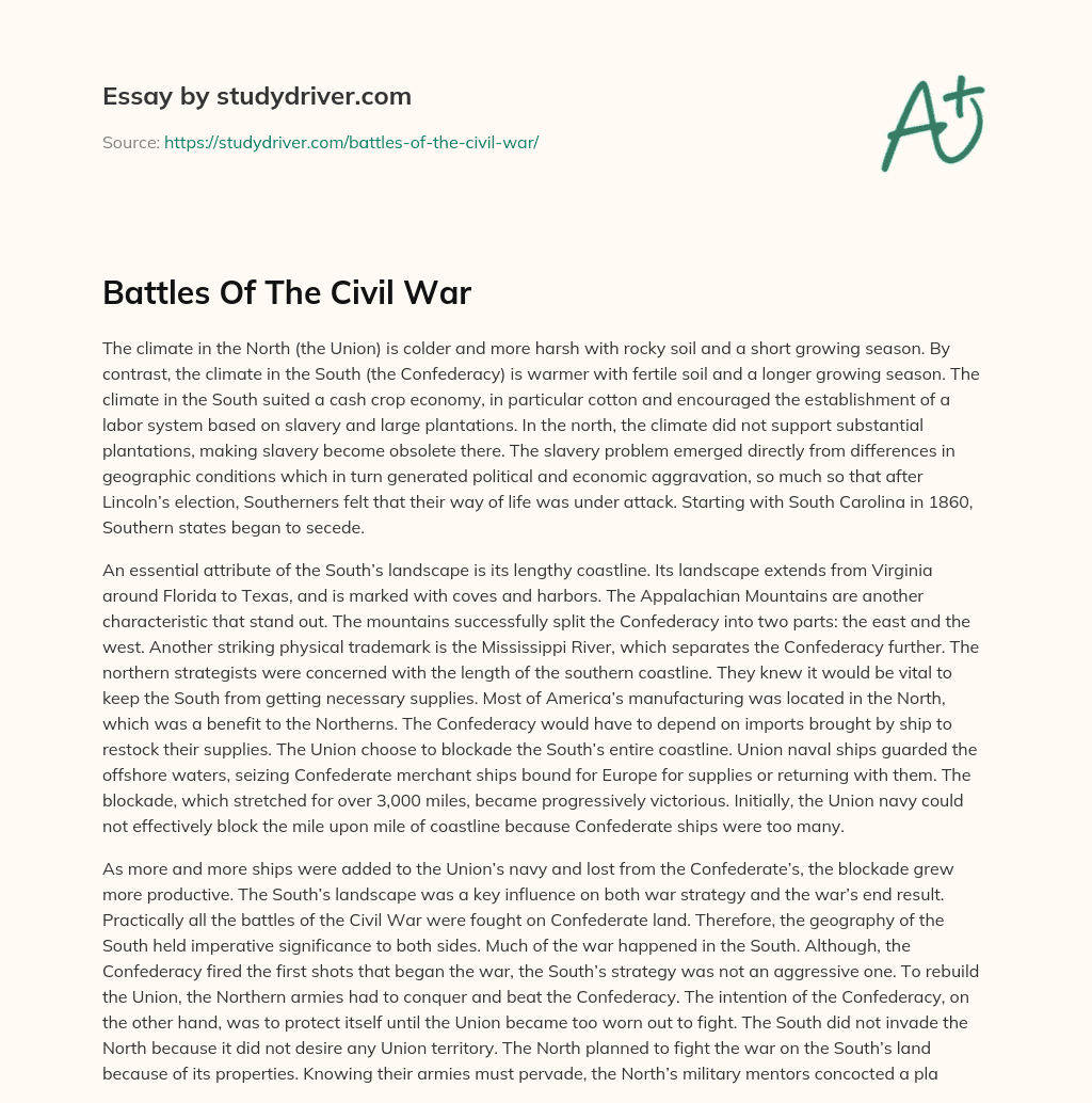 Battles of the Civil War essay