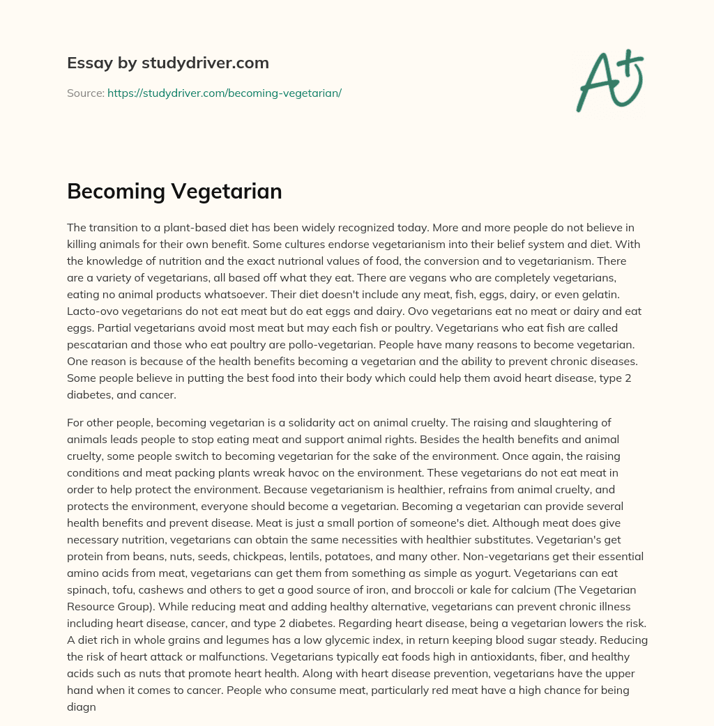 Becoming Vegetarian essay