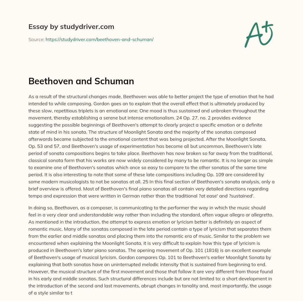 Beethoven and Schuman essay