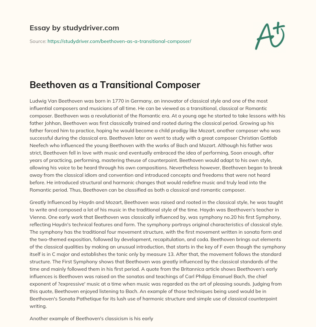 Beethoven as a Transitional Composer essay