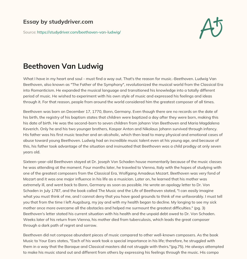 Beethoven Van Ludwig essay