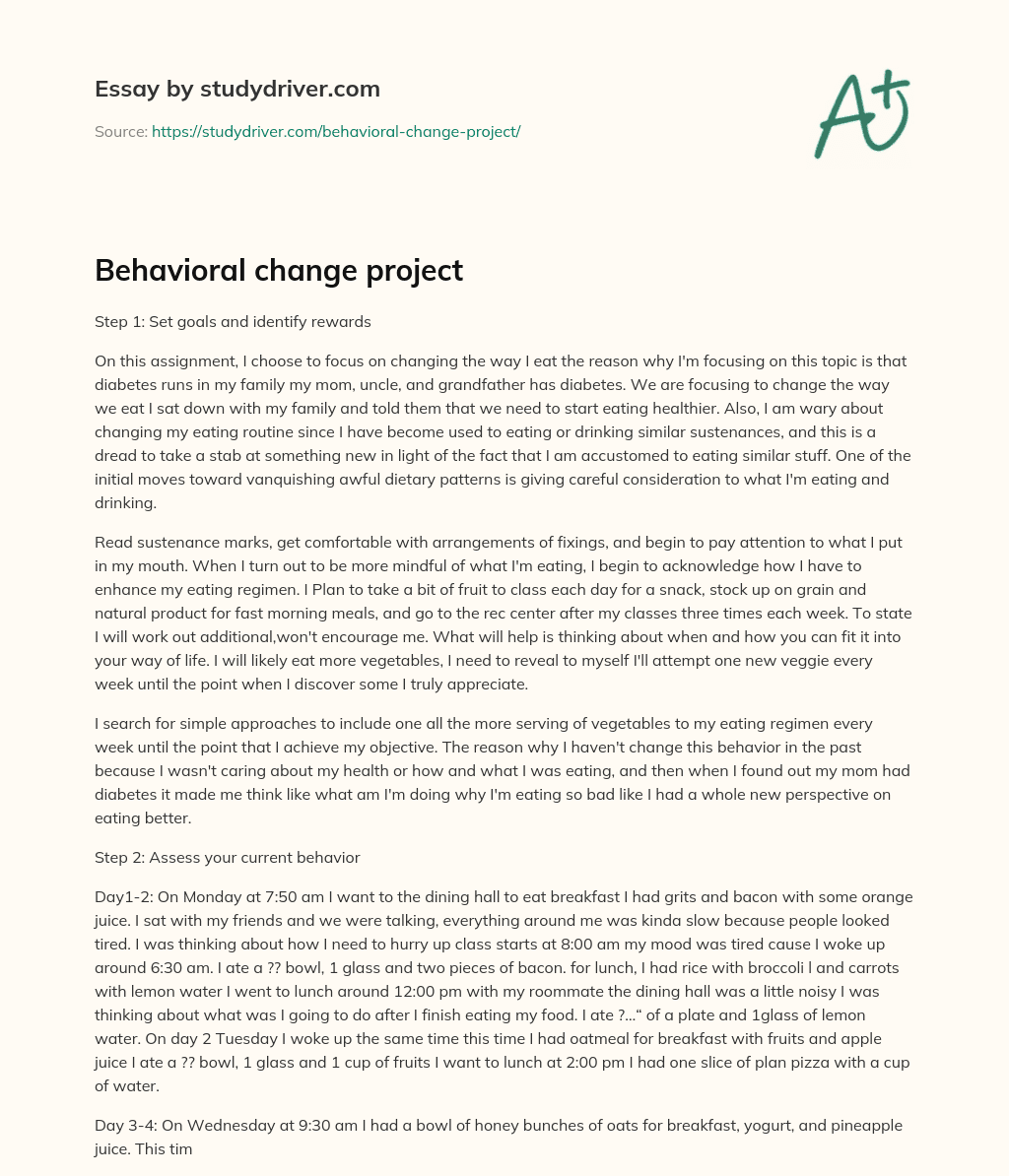Behavioral Change Project essay