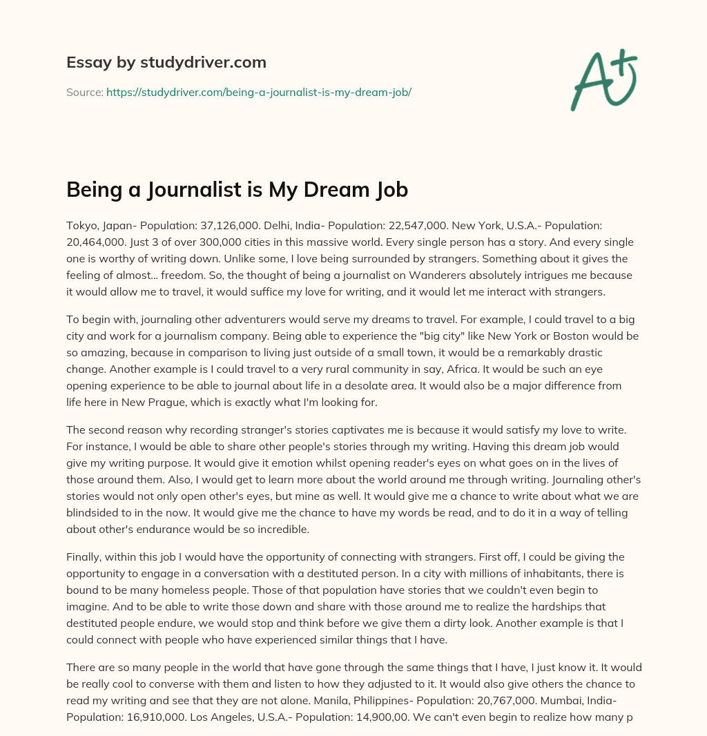 my dream job journalist essay