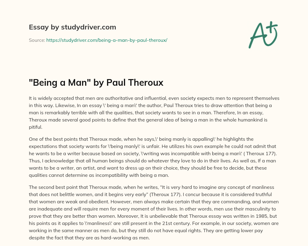“Being a Man” by Paul Theroux essay
