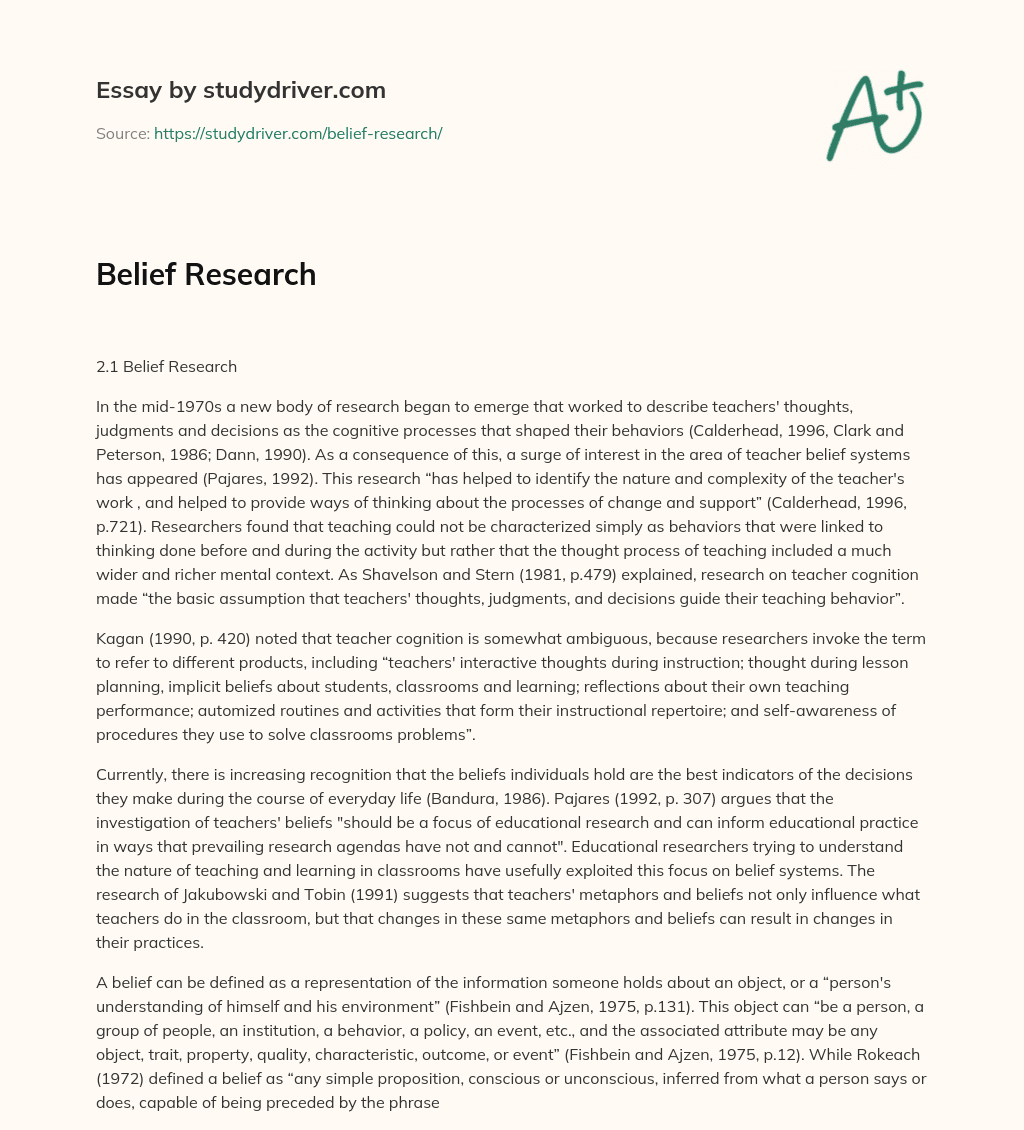 Belief Research essay