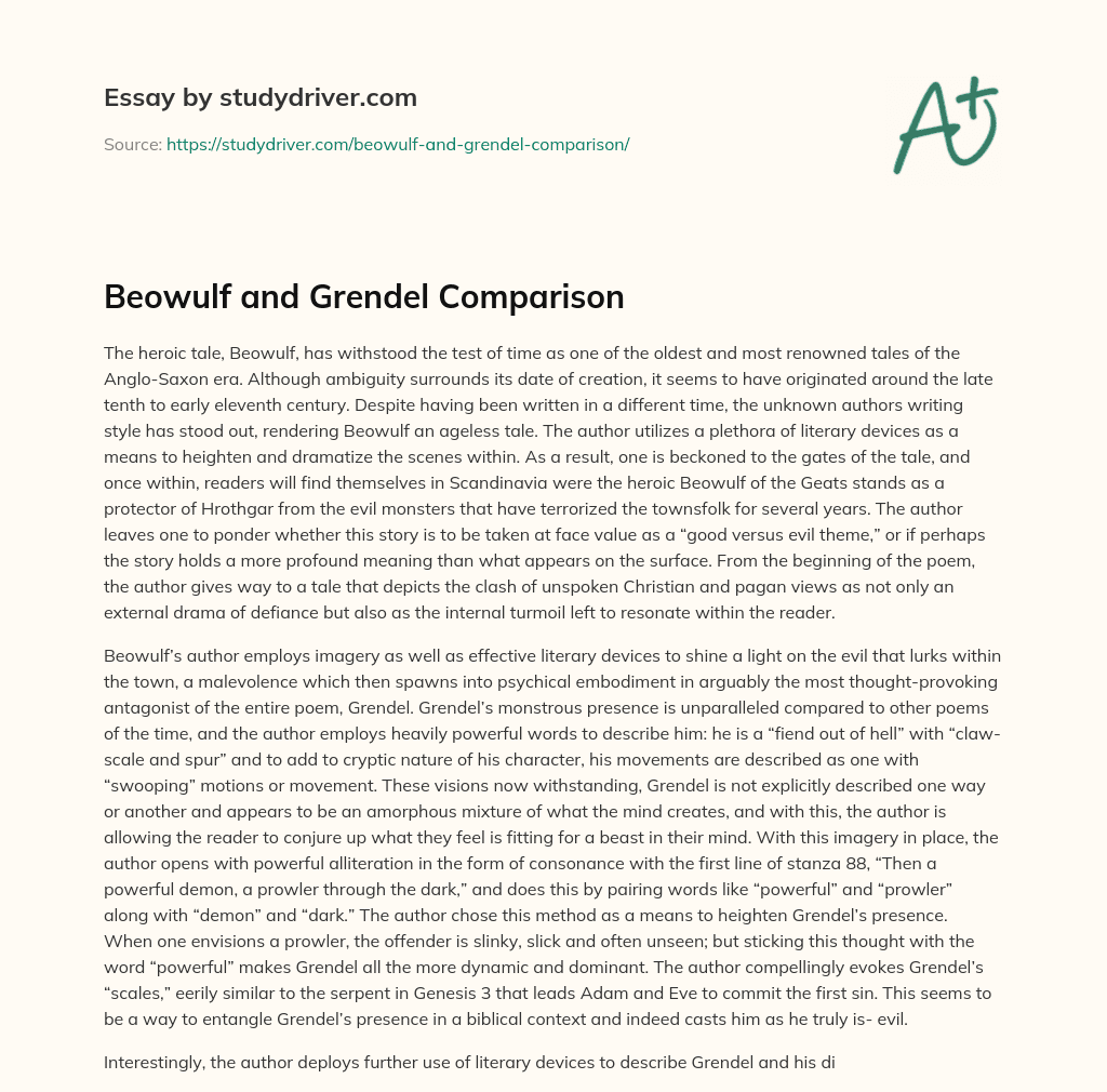 Beowulf and Grendel Comparison essay