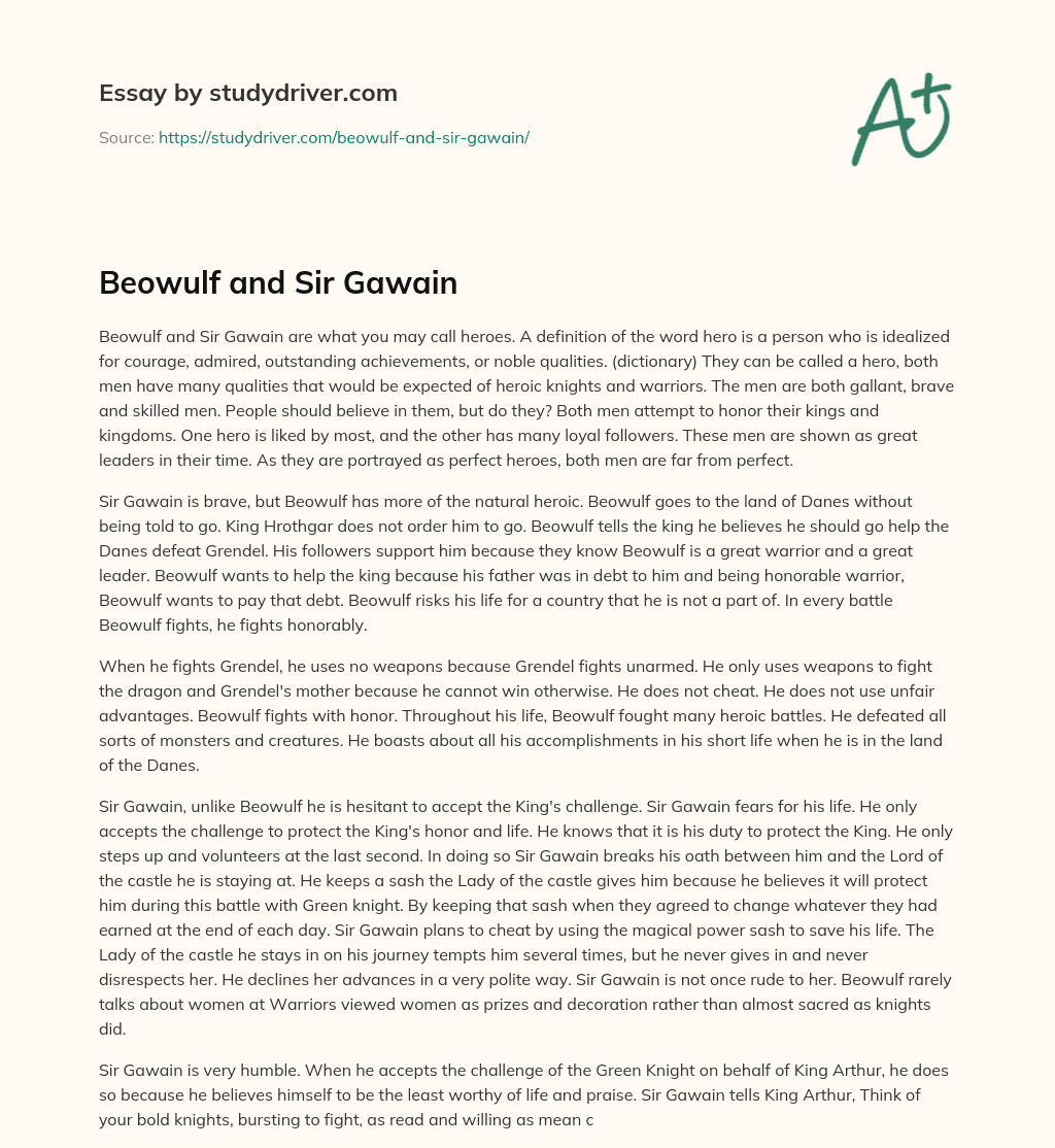 Beowulf and Sir Gawain essay