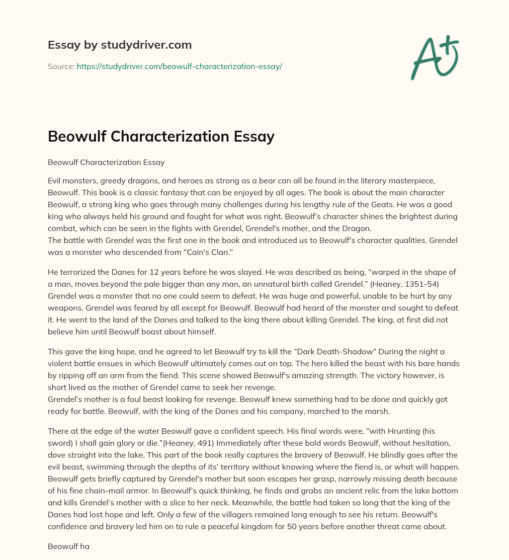 Beowulf Characterization Essay essay