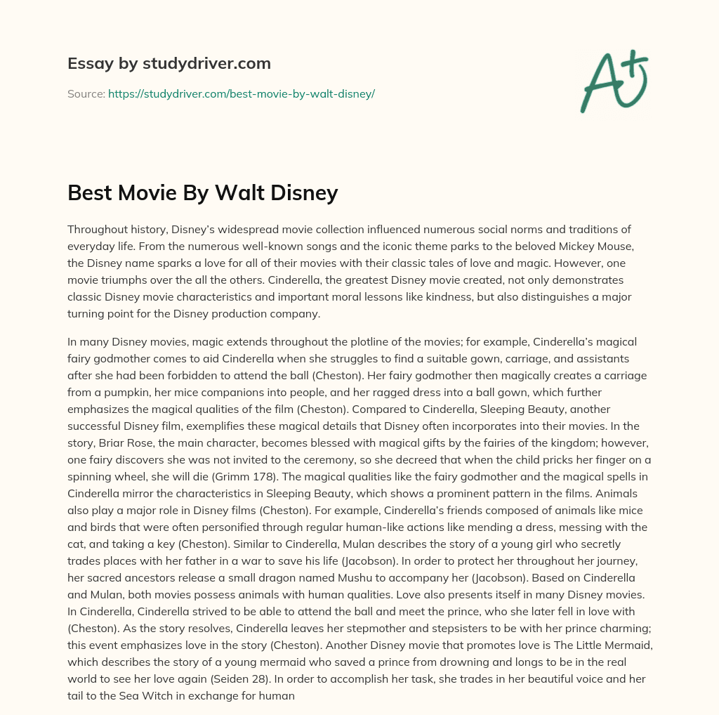 Best Movie by Walt Disney essay