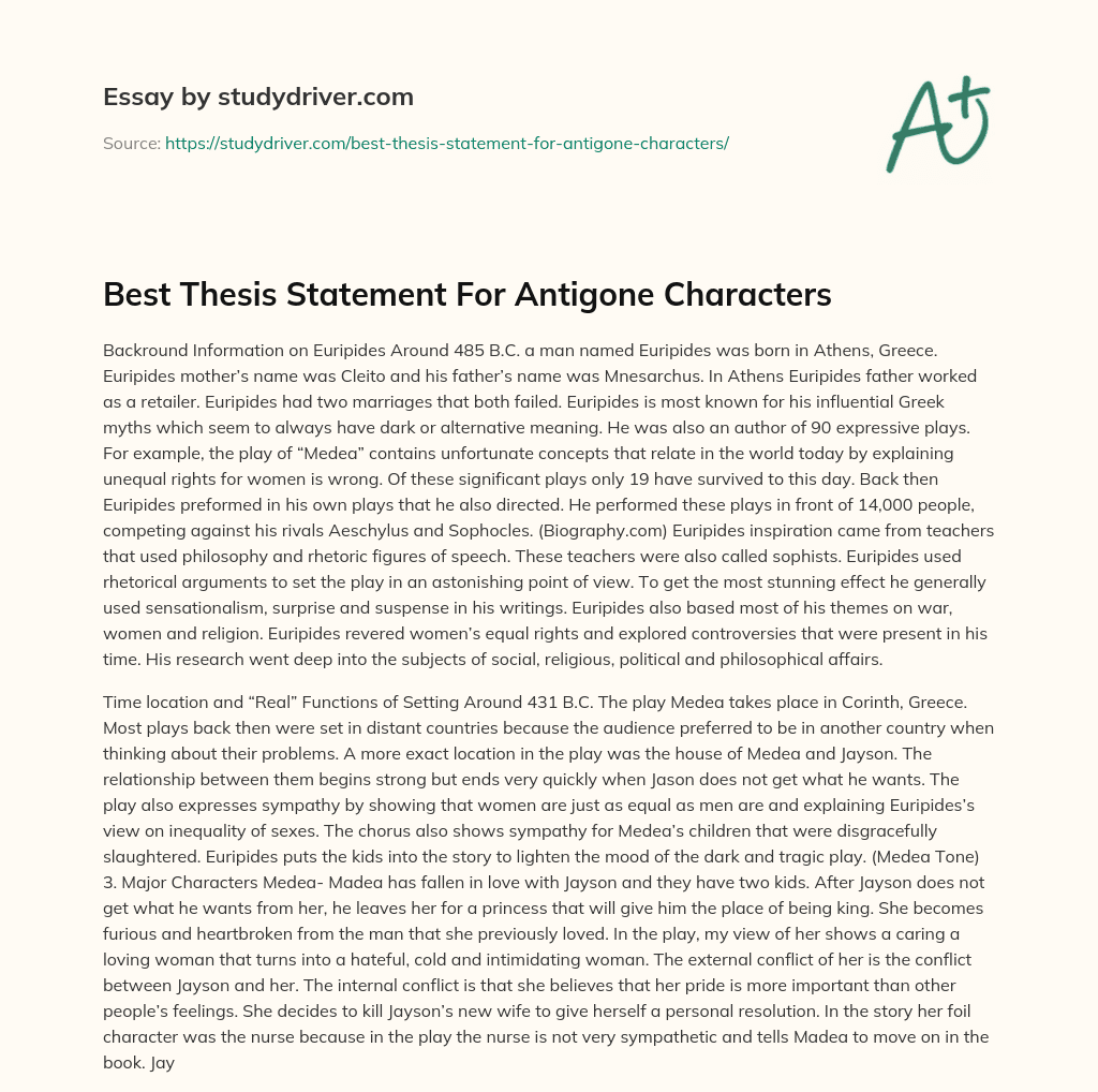 Best Thesis Statement for Antigone Characters essay